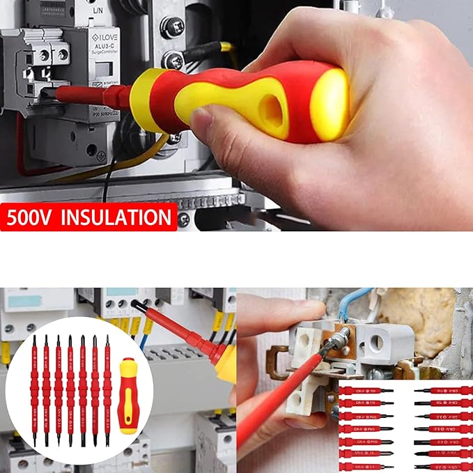 Insulated Screwdriver Set Electrician Tools Kit, 14 IN 1 Magnetic Screwdriver Set Interchangeable Tools Screw Driver Set Kit for Household Repair (with Tester)