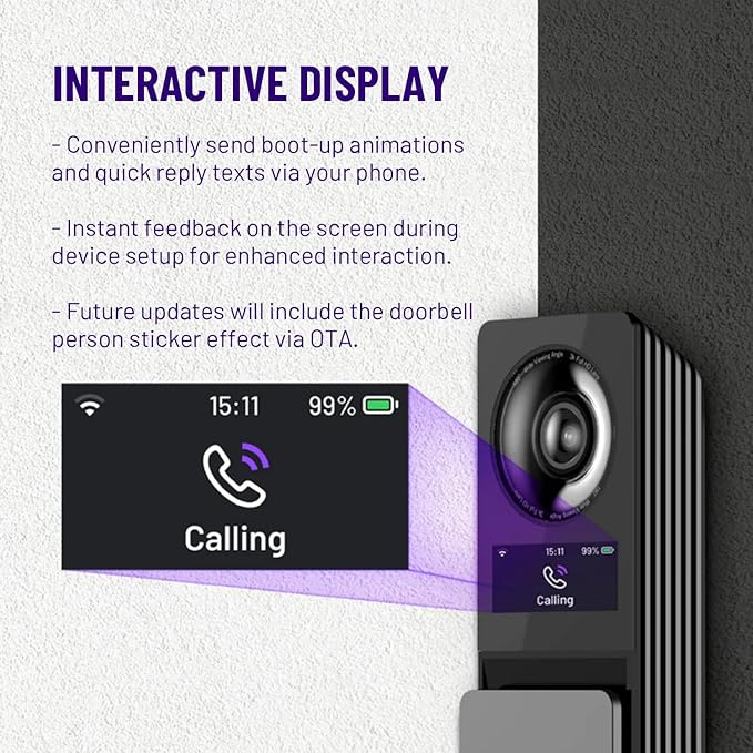 Wireless Video Doorbell w/Smart Lock Set - Incl. Chime, Dual Cameras, 5MP 3K QHD, 2'' Screen & 32GB eMMC, Motion Detection & Real-time Alert, 2-Way Audio, Door Bell and Keyless Entry Front Door Lock