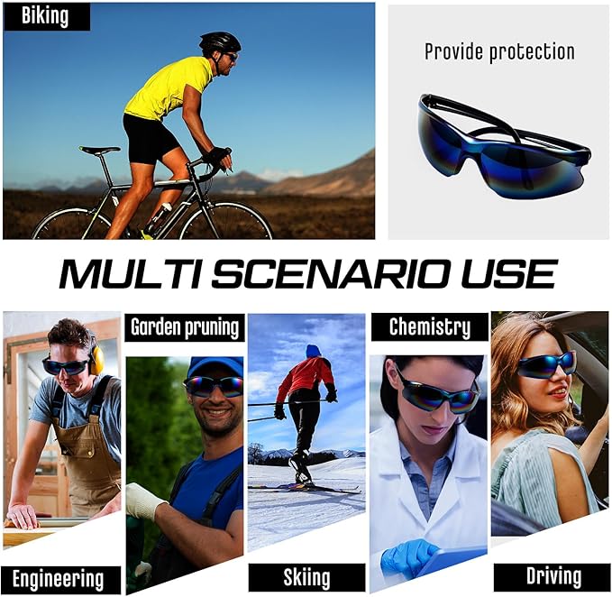 Kingdder 50 Pack Safety Glasses Bulk for Men Scratch Resistant Goggles Eye Protection Glasses Blue Tinted Mirror Polycarbonate Lens