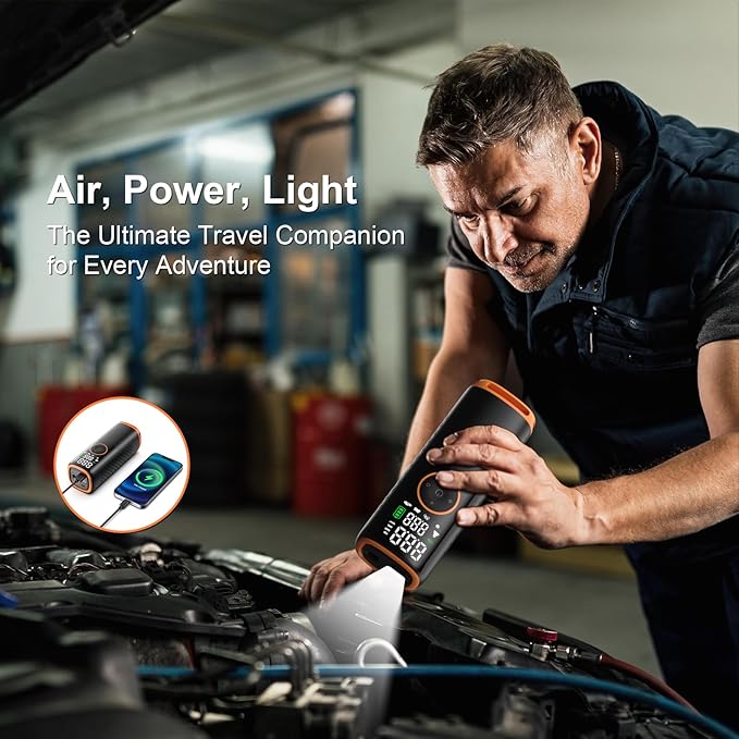 Tire Inflator Portable Air Compressor-160 PSI Car Tire Air Pump, Bike Pump with Gauge, Portable Tire Pump for Car, Bike, Motorcycle Tires, Balls, and More