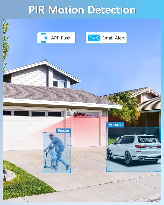 【90ft Super Night Vision】 5MP Outdoor Wired Security Camera System, Home Video Surveillance Systems, CCTV Cameras with DVR Recorder
