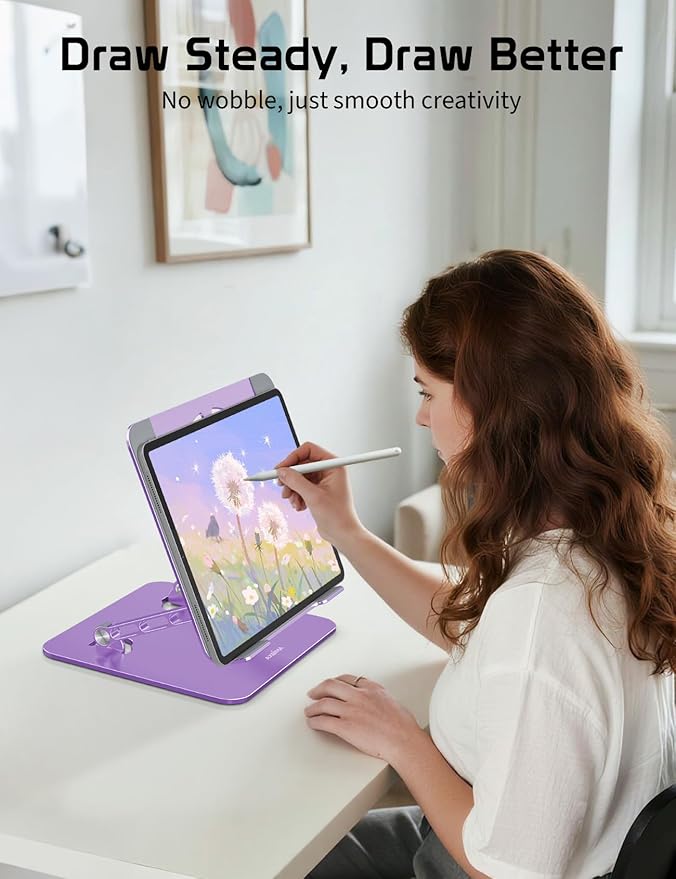 Aluminum Laptop Stand for Desk – Adjustable Ergonomic Laptop Riser, Foldable & Portable Holder Fit for MacBook & 10"-16" Laptops for Office, Home & Travel,Purple