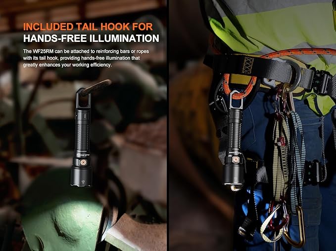 Fenix WF25RM 3000 Lumen Police Duty Flashlight/Blacklight Charging Cradle, USB-C Rechargeable Battery and EdisonBright Charging Cable Carrier