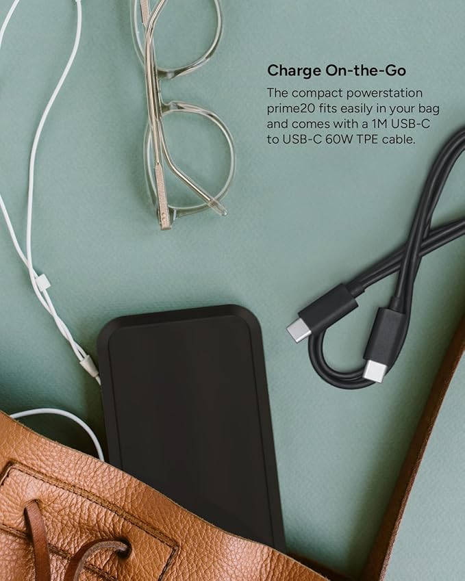 Mophie powerstation prime20 - Ultra-Compact Portable Power Bank with 20,000mAh Internal Battery, 18W USB-C PD Fast Charging, 3-Device Simultaneous Charging, Best Dad