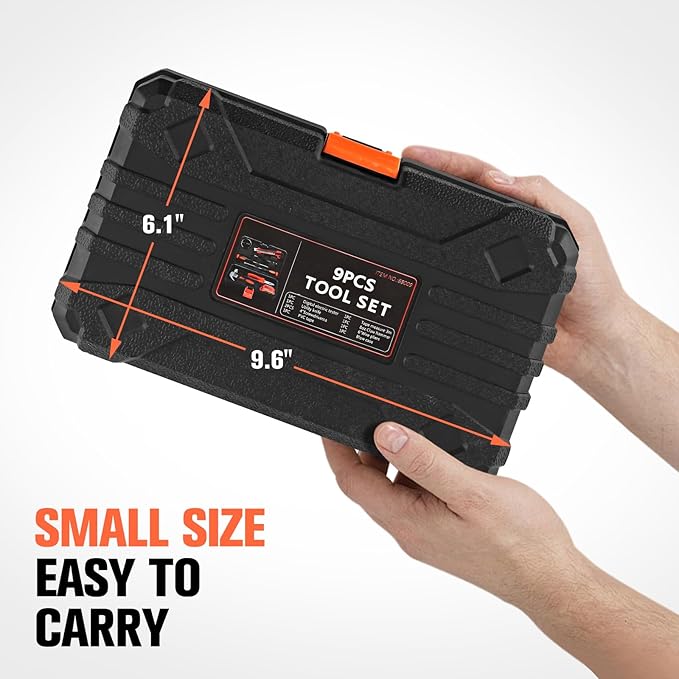 9 Piece Tool Kit for Home, Small Tool Sets for Men, Women, Mini Hand Tools with Plastic Tool box, Ideal for Household, Repair
