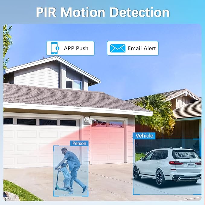 【Flashing LEDs Visual Alert】 Wired Security Camera System, CCTV Cameras with DVR Recorder, Home Video Surveillance Systems