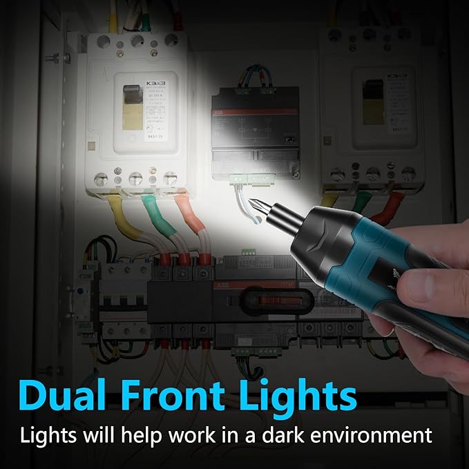 Electric Cordless Screwdriver, 3.6V Rechargeable Power Screwdriver, 5N.m Max Torque, 4-Gear Torque, LED Light, 20 Pcs, Ideal for Daily & Light Industrial Use