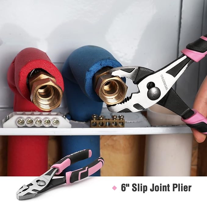 WORKPRO 35-Piece Pink Tools Set, Household Tool Kit with Storage Toolbox, Basic Tool Set for Home, Garage, Apartment, Dorm, New House, Back to School - Pink Ribbon