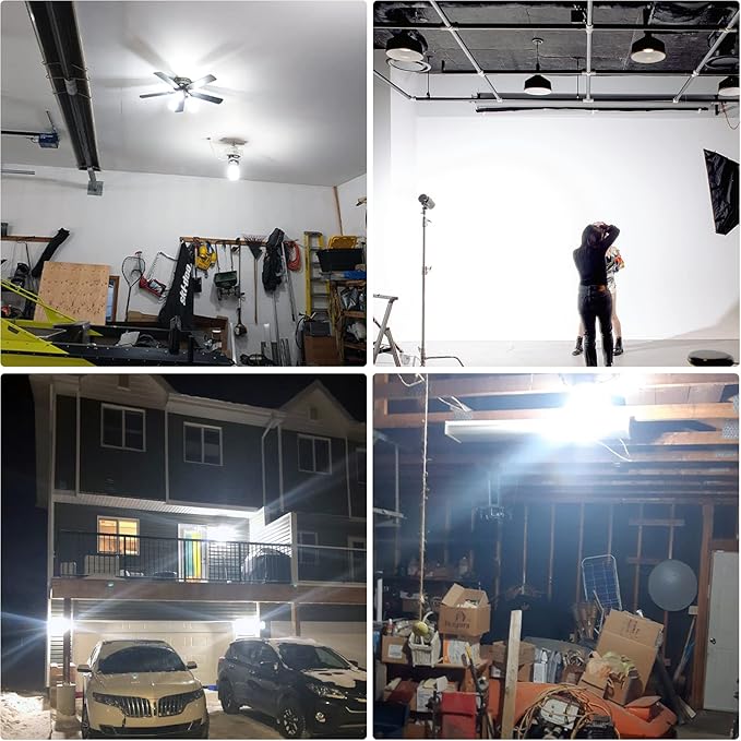 NS 2 Pack 7530 Lumen A19 60W LED Corn Light Bulbs E26 Medium Base 6500K Cool White for Home Garden Lighting Garage Backyard Office Household