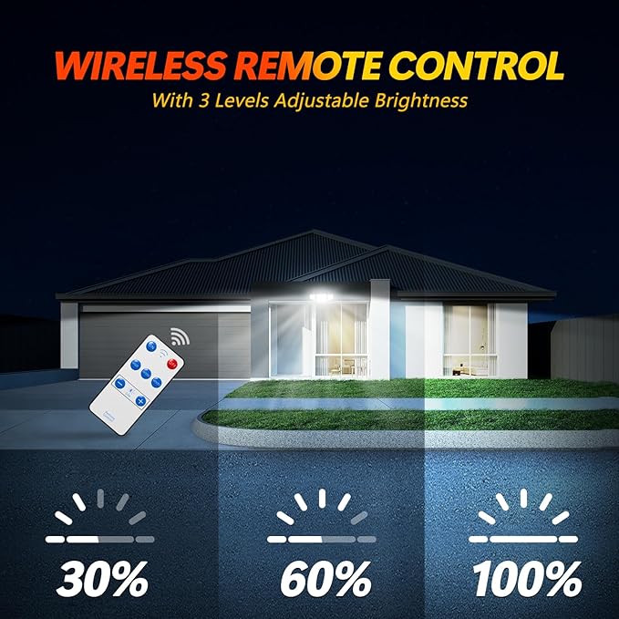 Solar Motion Sensor Outdoor Lights - 3000LM Dual PIR Motion Detector with Remote, 3 Lighting Modes, 270° Illumination, IP65 Waterproof Security Flood Lights for Yard, Garage, Patio(3 Packs)