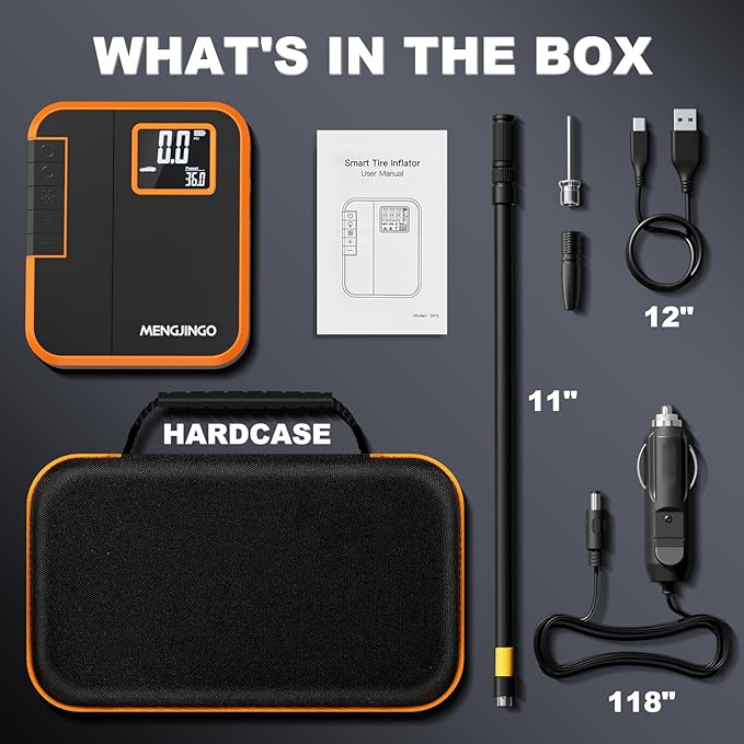 Tire Inflator Portable Air Compressor, 2X Faster Inflation Cordless Air Pump for Car Tires, 6000mAh Auto Pump with Digital Pressure Gauge, Electric Pump for Car, Motorcycle, Bicycle, Balls