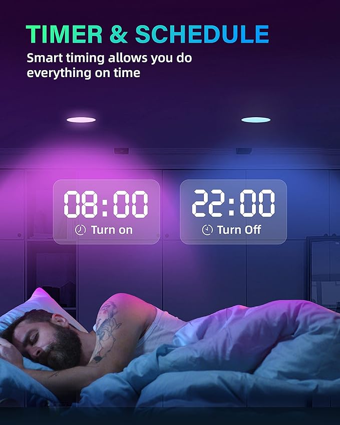 12 Pack 5/6 Inch LED Retrofit RGB Recessed Lighting, 12W 1200LM Smart Can Lights, Recessed Lights 2700K-6000K Color Changing Compatible with Alexa Assistant, Hub INCL