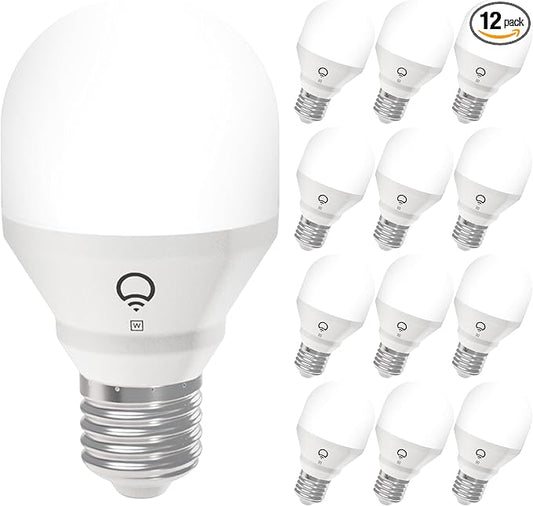 LIFX White A19 WiFi Smart LED Light Bulb, Dimmable, No Hub Required, Works with Alexa and Apple Home Kit, Hey Google, 2700k Warm White, 650 Lumens, 25,000-hour Lifetime, L3A19LW06E26US/12, 12 Pack