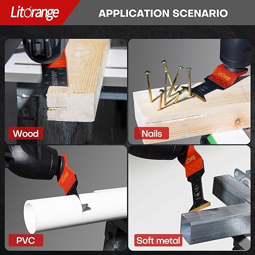 31PCS Oscillating Saw Blades, Universal Titanium Multitool Quick Release Saw Blades for Cutting Metal Nails Screws Wood and Plastic