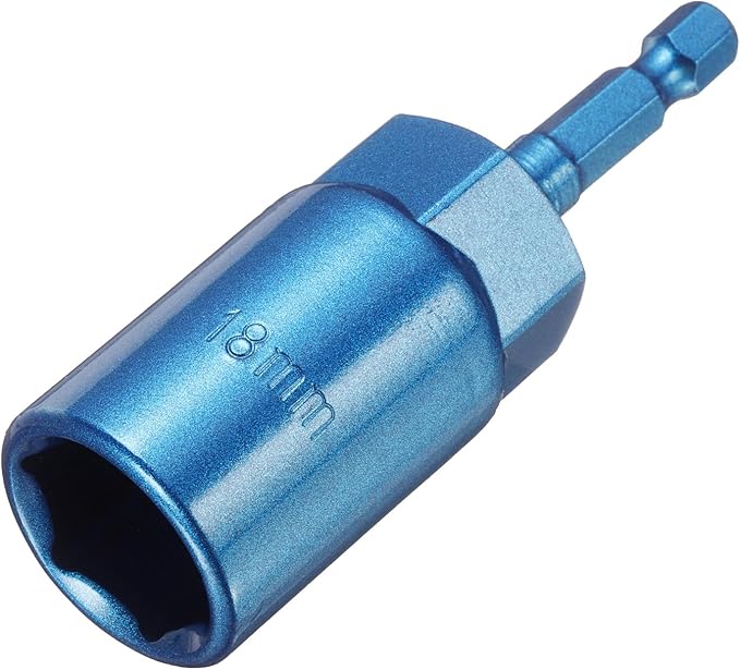 HARFINGTON Nut Driver 18mm Hex Drive Socket CR-V Steel Power Screw Drill Bits Socket Wrench Tools with 1/4" Quick Change Hex Shank for Power Drills Impact Drivers, Blue