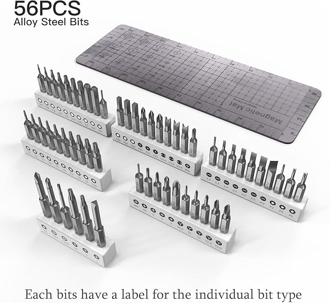 Electric Screwdriver Kits 66 in 1, Mini Screwdriver Sets, Precision Screwdriver Rechargeable with 56 Bits, Earphones Cleaner, Screwdriver Repair Tools for Camera, Laptop(Black)