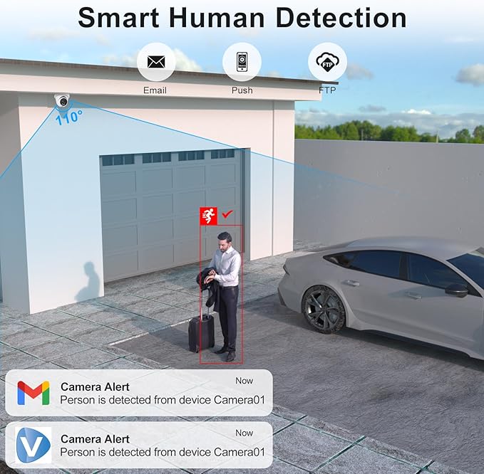 Anpviz 4MP PoE IP Camera, Turret Security IP Camera Outdoor Indoor, AI Human Motion Detection, Smart Dual Light Color Night Vision, Built-in Mic, 2.8mm Lens, IP66 Waterproof, NDAA Complaint (U Series)