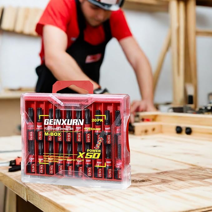 20Pieces 1 In. T20 Impact Tough Magnetic Screwdriver Bit Set, #20 Torx Head Insert Bits, S2 Alloy Steel Star Bits with Storage M-Box