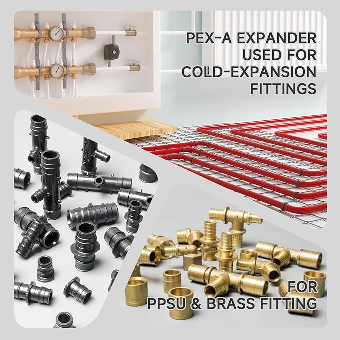 Pipe Expander for PEX Pipe, ASTM F1960 Compliant - Featuring 1/2”, 3/4”, 1” Expander Heads and Cutting Plier ProPEX Expansion Tool Kit