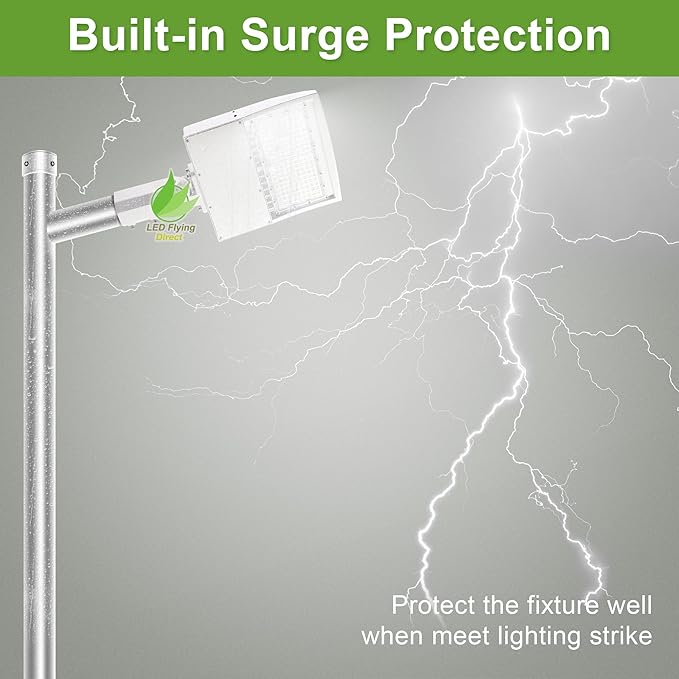 150W LED Shoebox Pole Light for Parking Lots - White 5000K, Dimmable, 21000LM, Surge Protection Built-in, Replaces 450W MH/HPS, Outdoor Area Street Lighting, 100-277V, DLC & UL Certified.