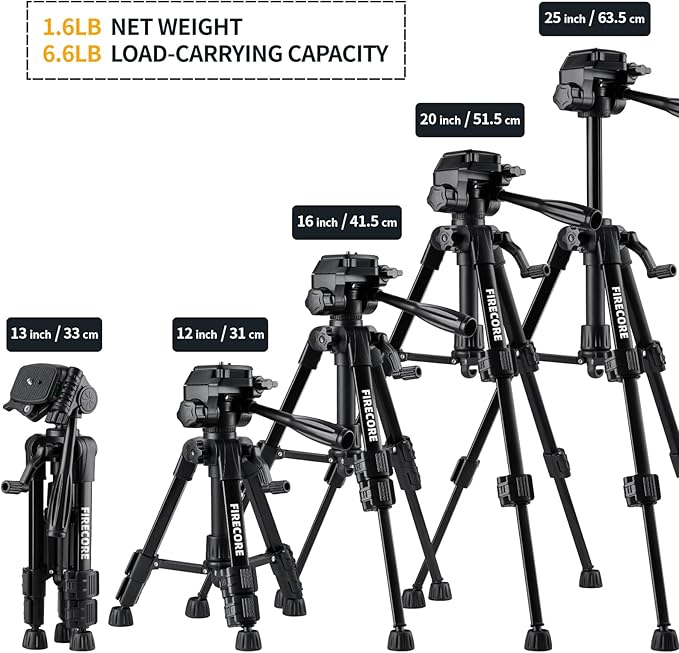 Laser Level with Tripod, Firecore 82Ft Green Self Leveling Cross Line Laser Measuring Leveler Tool for Hanging Pictures, DIY Indoor Project, 25" Tripod, Battery & Carry Pouch Included