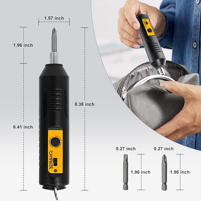 Cordless Screwdriver Rechargeable – Compact Battery Operated Electric Screw Driver with Magnetic Bits, Type-C Charging, 12 Bits & Storage Box – Small Power Screwdriver for DIY & Repairs