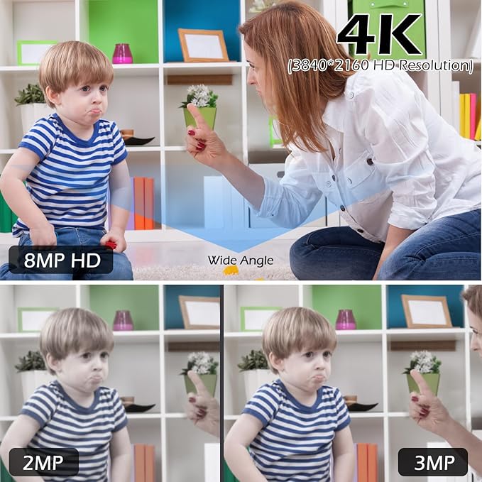 4K Security Audio Dome Camera 8MP (2160P) Smart Dual Light PoE Turret AI Human Detection 2.8mm 106° Wide Angle Lens Color Night Vision Built-in Mic IP67 Waterproof Compatible with NVR