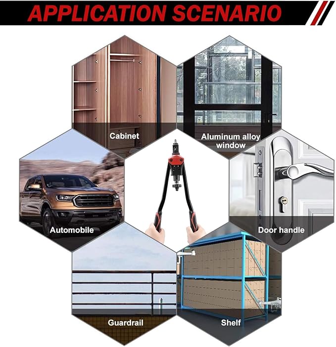 AOBEN 16" Rivet Nut Tool, Professional Hand Rivet Nut Setter Kit with 12 Interchangeable Metric & SAE Mandrels, 145Pcs Rivnuts and Rugged Carrying Case