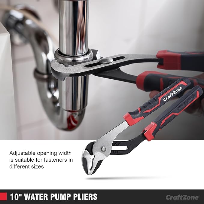 5-Piece Pliers & Wrench Set - Ideal Gift for Mechanics - Construction - Plumbing - Electrical Work - Includes 6" Long Nose & Diagonal Pliers - 8" Adjustable & Combo Wrench - 10" Groove Joint Plier