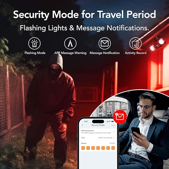 OREiN Motion Sensor Outdoor Lights, AC Smart WiFi Flood Lights Outdoor Connect to The Third Platform, 450°Wide Adjustment 1600LM/12W(150W Equiv), 5000K LED Security Light for House,Black (Hardwired)