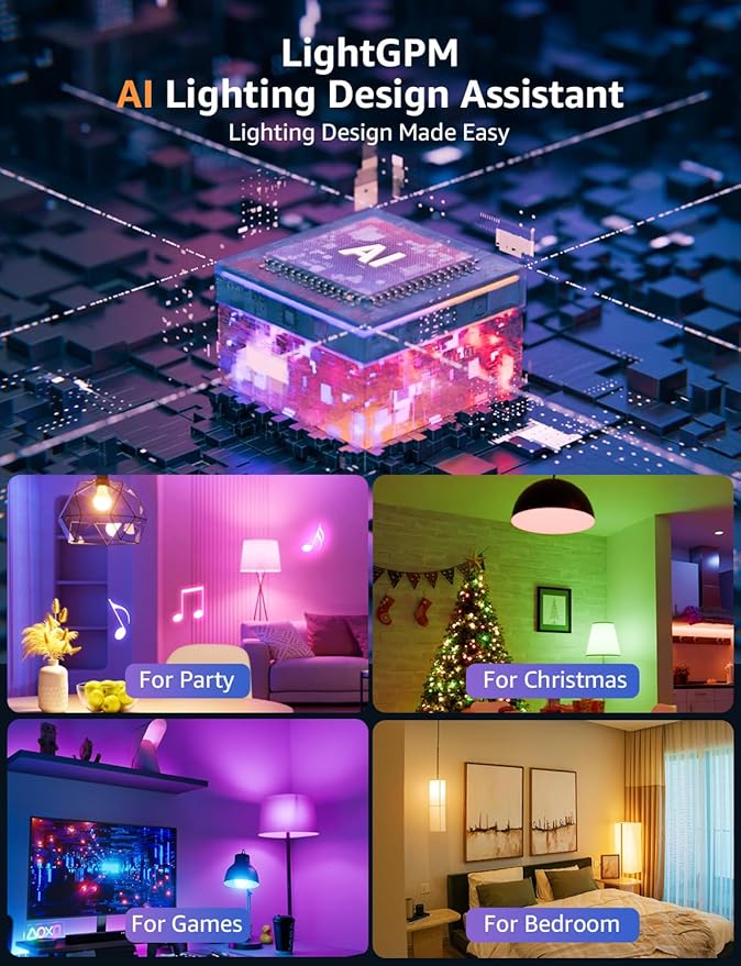 Lepro B2 AI Smart Light Bulbs - 1100LM WiFi & Bluetooth RGBWW Color Changing LED Bulb, Works with Alexa & Google Assistant, AI Generated Lighting, AI Voice Control, Music Sync, 2.4GHz Only, 2 Pack