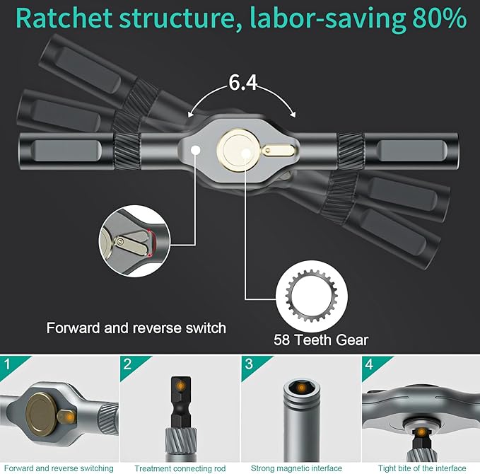 42 in 1 Magnetic Screwdriver Set, DIY Ratchet Screwdriver Set with Detachable Handle, Portable Compact Repair Tool Kit for Furniture Laptop Electronicsv Bicycle