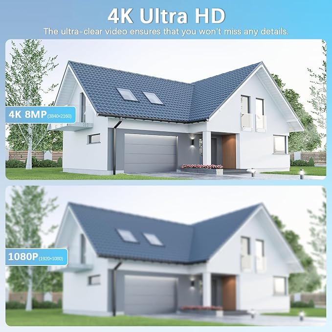 【PTZ Digital Zoom & 60-Day Storage】 Wired Security Camera System,Home NVR Video Surveillance Systems,Outdoor POE Security Cameras System