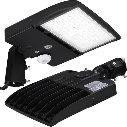 RuggedGrade 150W - NextGen IV Series LED Parking Lot Light with Motion Sensor - 22,500 Lumen - Color Selectable 30K/40K/50K - Slip Fit - Black