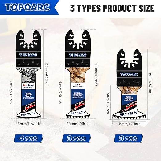 10 PCS Oscillating Saw Blades Professional Japanese Teeth Multitool Blades for Wood Plastics Metal, Multi Tool Blades Kits Compatible with Dewalt, Milwaukee, Ryobi, Rockwell, Bosch