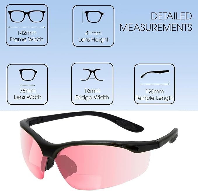 Calabria 91348 Pink FL-41 Tinted BiFocal Safety Glasses +2.00 Fluorescent Blue Light Sensitivity Indoors Outdoor Photophobia
