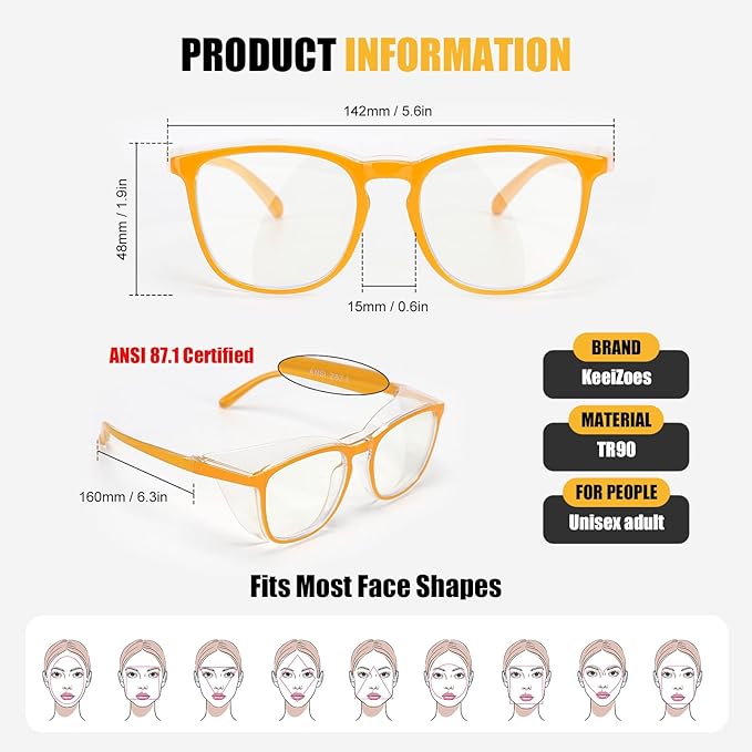 Safety Glasses Anti Fog Goggles For Women, Nurses Protective Eyewear Blue Light & UV Blocking Eye Protection Glasses