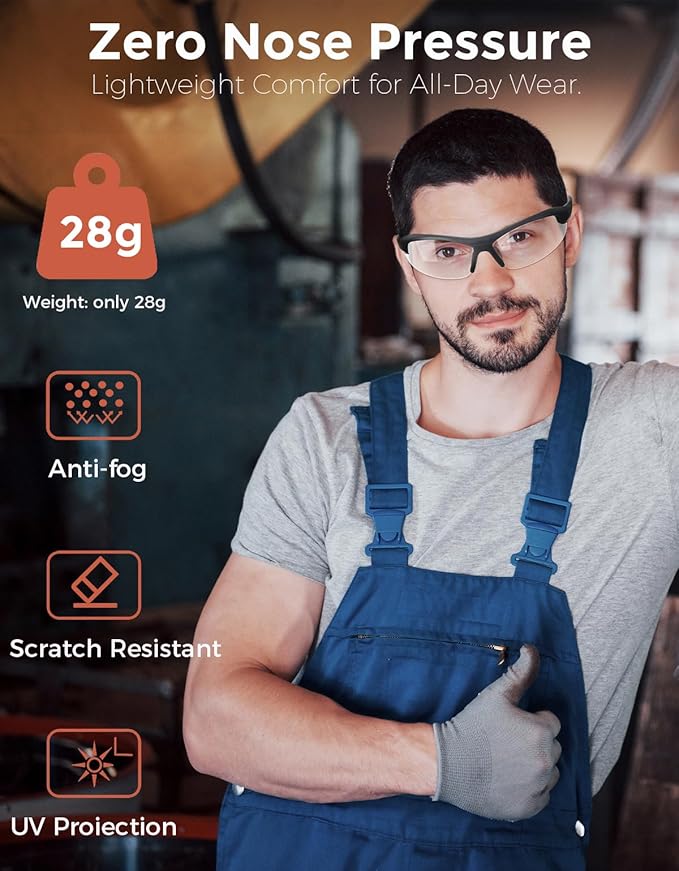Anti-Fog Safety Glasses Clear Work Goggles Eye Protection for Shooting Sports Eyewear Scratch Resistant Lens