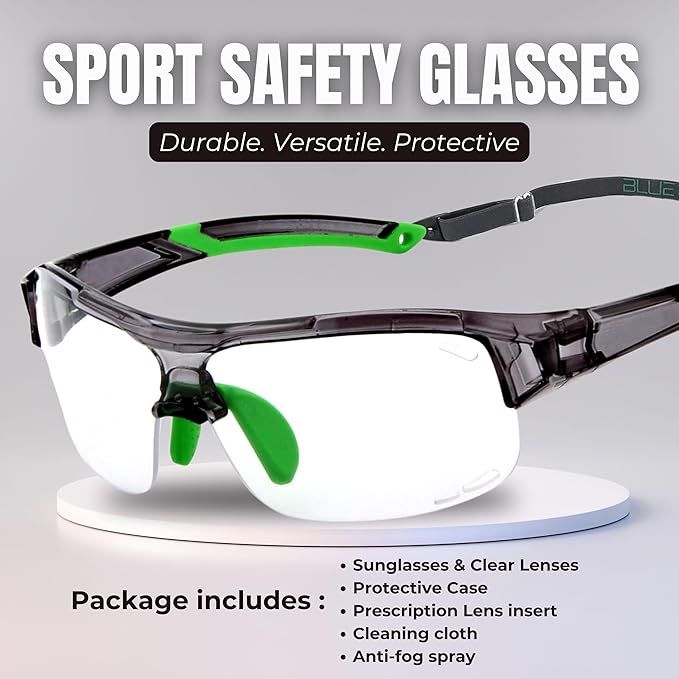 BLUE CUT Sports Safety Goggles Interchangeable Sun Lens Anti Fog UV Protection Indoor Outdoor Pickleball Cycling Basketball