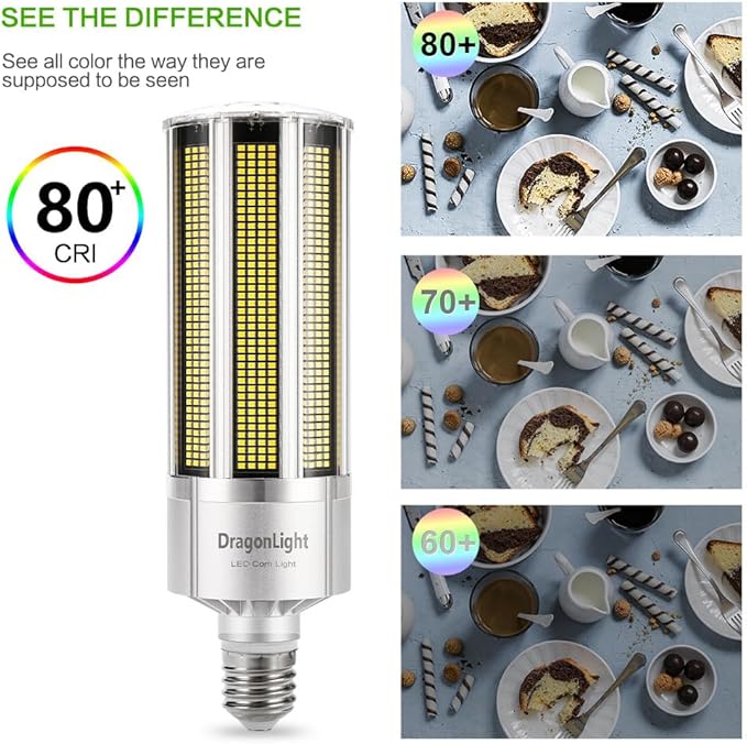 DragonLight Upgraded 200W Commercial Grade Corn LED Light Bulb Fanless (1000 Watt MH/HPS Replacement) E39 Large Mogul Base LED Lamp 5000K Daylight 27,000LM Good for Enclosed Fixtures