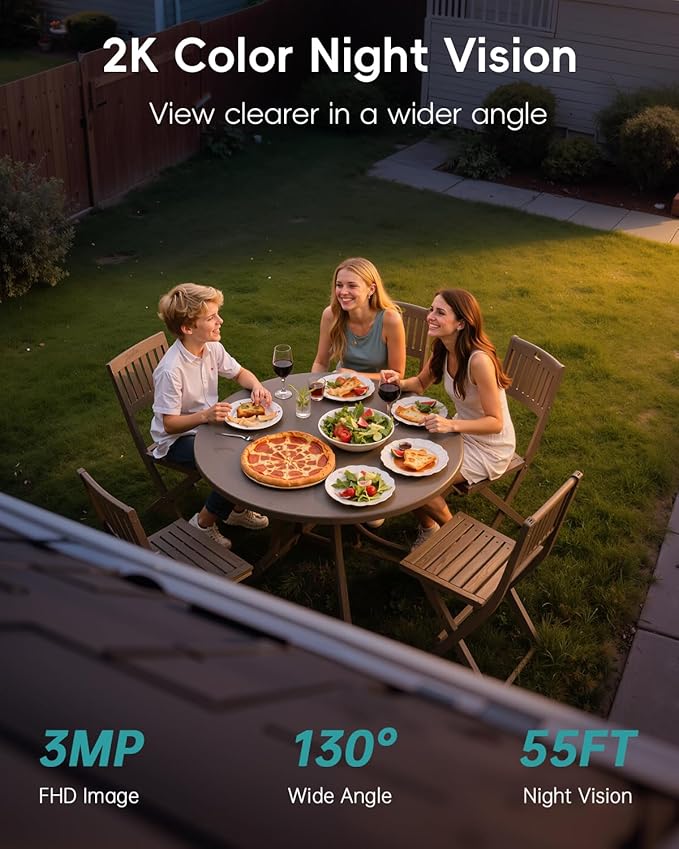 ZUMIMALL Solar Security Cameras Wireless Outdoor - 2 Packs, 2K Camera for Home Security with Color Night Vision, 2.4GHz WiFi, 2-Way Talk, Spotlight & Siren, IP66 Weatherproof, Compatible with Alexa