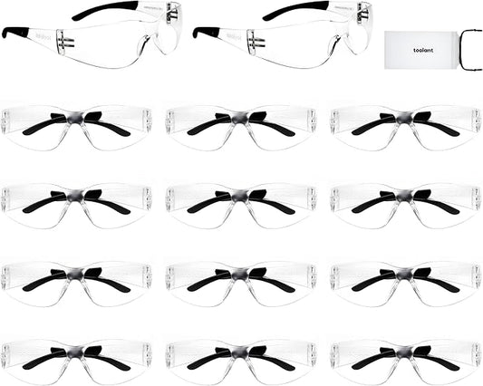 toolant Bulk Clear Safety Glasses with ANSI Z87.1 / UV 400 Standard, Eye Protection for Shooting, Construction and Laboratory