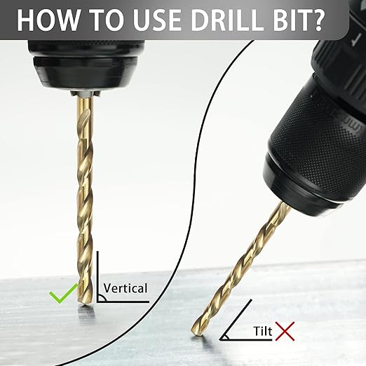 115Pcs Cobalt Drill Bits Set, High Speed Steel, 135 Degree Tip, Twist Jobber Length Drill Bit Kit for Hardened Metal, Plastic and Wood with Metal Indexed Storage Case, 1/16"-1/2"