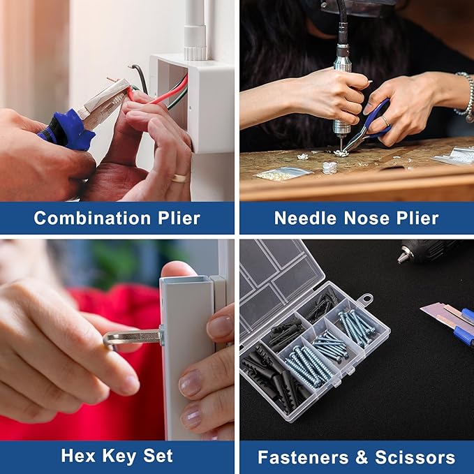 COMOWARE 120 Pcs Home Tool Kit with 20V Power Drill, Li-ion Battery & Charger - 25+1 Clutch Tool Set for Home, Garden & Office Repair - Blue Case