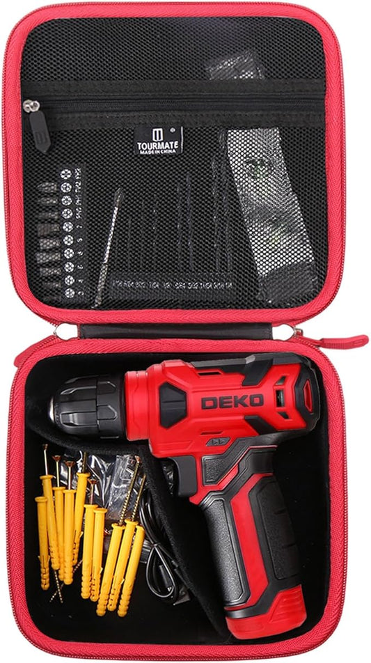 Storage Case for DEKOPRO 8V/COMOWARE/PULITUO/PULITUO Cordless Drill - Drill Bit Set Hard Case, Carrying Case (Box for Sale) (Black & Red)