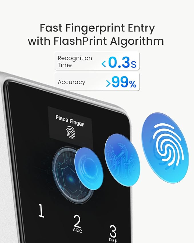 DESLOC Smart Lock D110 Plus, Fingerprint Keyless Entry Door Lock, Built-in Wi-Fi, App Remote Control, Smart Locks for Front Door, Keypad Deadbolt with LockVue Display, IP54, BHMA Grade3, Silver