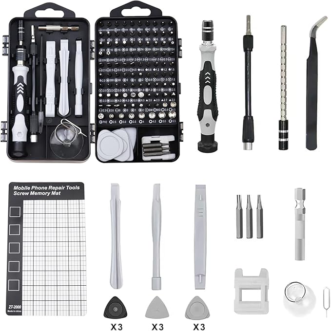 122 in 1 Precision Screwdriver Set Magnetic Professional Computer Repair Tool Kit Small Electronic Screwdriver Set for Phone, PC, Watch, Game Console, Tablet, Camera, Modding, and DIY Projects