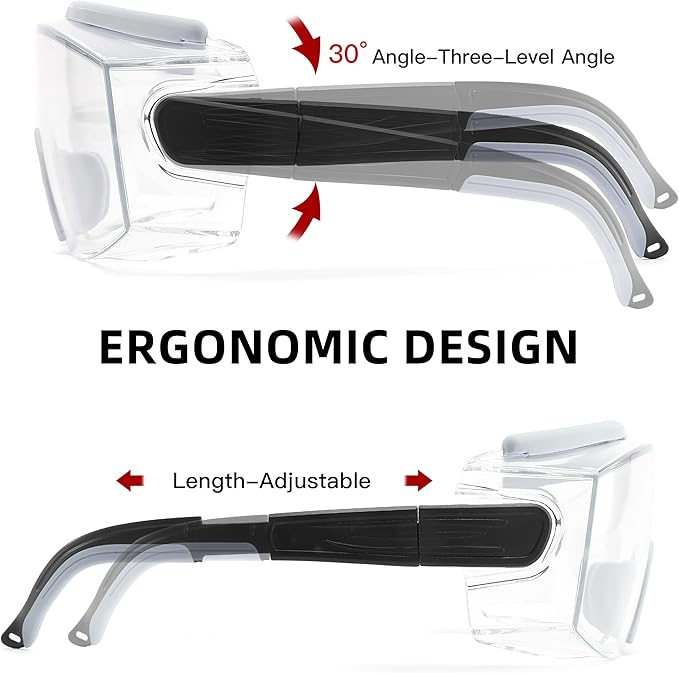 Safety Glasses Over Eyeglasses Anti Fog Safety Goggles Protective Glasses With Adjustable Frame For Men Women