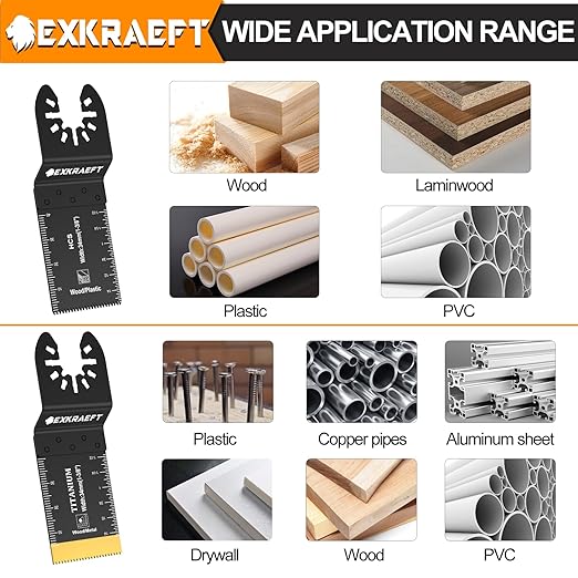 110 PCS Oscillating Tool Blade, Universal Titanium Oscillating Saw Blades for Metal Nails, Wood and Plastic, Multi Tool Blades Kits Fit Dewalt Milwaukee Ryobi Rockwell Fein