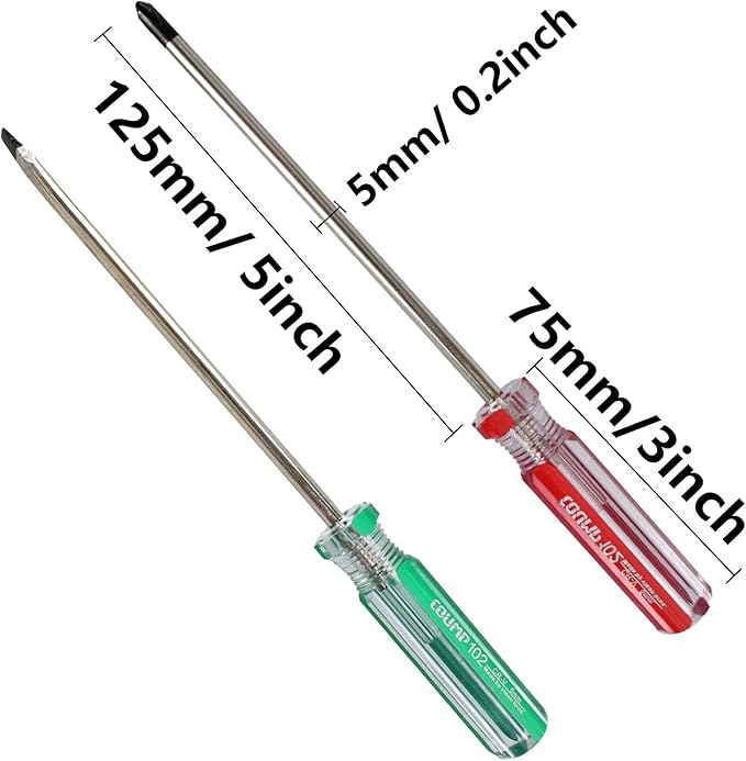 4PCS Magnetic Screwdriver Set, 5mm Magnetic Phillips & Slotted Bits Screwdriver Set, with 5 Inch Steel Shaft and Comfortable Handle for DIY Repairing, Red/Green